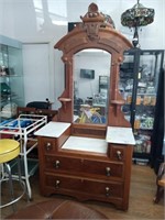 Victorian Walnut Marble top step down Dresser