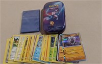 50+ Pokémon Cards W/ 20 Sleeves & Tin No Doubles