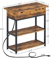 Rolanstar End Table with Charging Station, Narrow