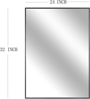 24" X 32" Rectangular Black Wall Bathroom Mirror