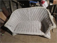 WICKER COUCH - NO CUSHIONS - BRING HELP TO REMOVE,