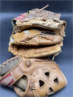 (LM) Baseball vintage gloves 5 total Rawlings