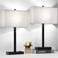 21 Set of 2 Touch Control Table Lamps  Gray
