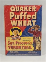 QUAKER PUFFED WHEAT SGT. PRESTONS CEREAL BOX