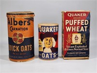 3) EARLY QUAKER OATS & ALBERS CEREAL BOXES