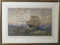 THOMAS GOLDSWORTH DUTTON WATERCOLOR OF A SHIP