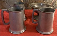 F - LOT OF 3 TANKARDS & PEDESTAL BOWL (L71)