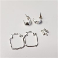 Silver 2 Earring And 1 Pendant  Set