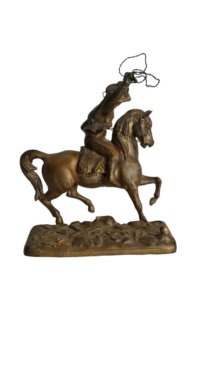 Antique Buffalo Bill Metal Sculpture (as seen)