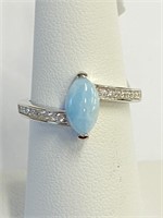 .925 Silver Larimar Ring Sz 7   S