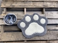 Dog Paw Mat, Bowl and Leash