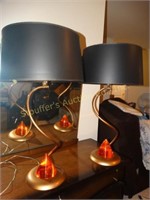 2 Retro lamps with  acrylic pyramids, 30"h