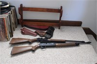 Gun Rack, holsters, 2 BB Guns (Crossman &