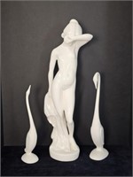 3 CERAMIC FIGURES - THE LADY 23.5" TALL