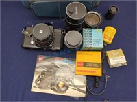 GAF camera with lenses and accessories