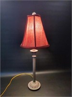 Metal Table Lamp W/ Red Shade