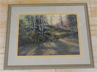 Ben Etta Cates "Forest Trees" Signed Watercolor.