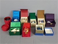 Lot Of Hand Painted Glass Ornaments In Boxes