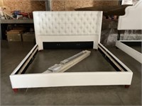 King Size Upholstered Tuffed White Bed Frame