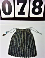 6" x 7.5" Black Draw String Beaded Bag