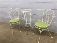 (2) Patio Chairs & Circular Rolling Stand