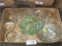 Green Glass Leaf Dish, Clear Glass Bowls,