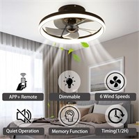 $149 LMiSQ Black Ceiling Fan with Light-Modern
