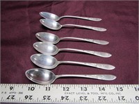 (6)Sterling silver spoons. Matching design.