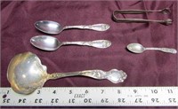 (5)Sterling silver spoons & tongs.
