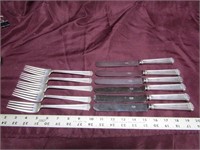 (11)Sterling silver forks, knives. Matching