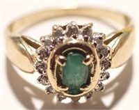 14K GOLD, EMERALD, POSSIBLY DIAMOND RING