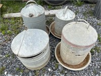 (4) Galvanized Poultry Feeders