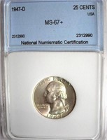 1947-D Quarter NNC MS-67+ LISTS FOR $1150