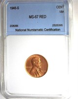 1946-S Cent NNC MS-67 RD LISTS FOR $250