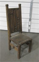 High-Back Vintage Wood Chair - 48" Tall