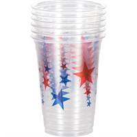 12pk Patriotic Stars Plastic Cups 10oz A99