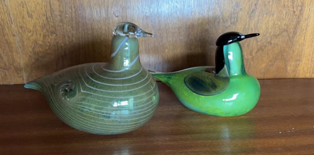 (2) LARGE PAPERWEIGHT BIRDS