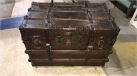 Antique trunk with leather straps, original