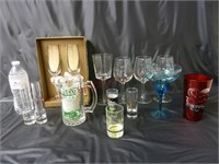Wedding Champagne Set & Assorted Barware Glasses