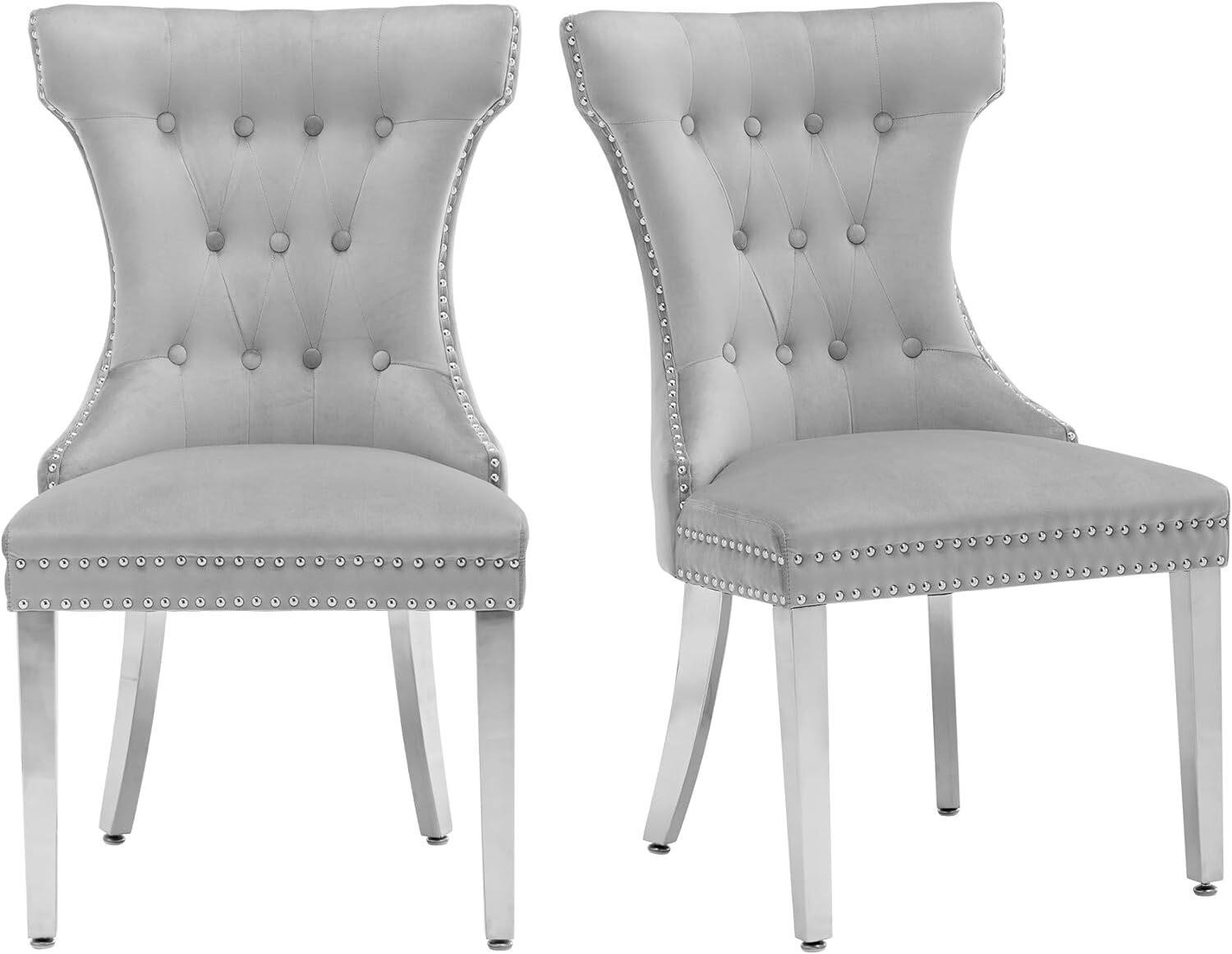 $206  Velvet Dining Chairs Set of 2  Upholstered D
