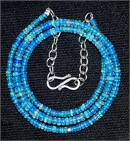 25.00 cts Ethiopian Blue Fire Opal Bead Necklace
