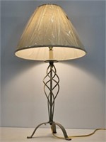 METAL BASE TABLE LAMP WITH NEW SHADE -WORKS- 30" T