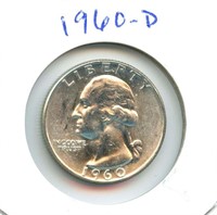 1960-D Uncirculated Washington Silver Quarter