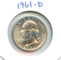 1961-D Uncirculated Washington Silver Quarter