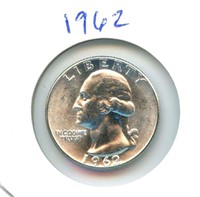 1962 Uncirculated Washington Silver Quarter