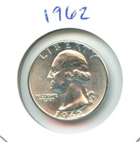 1962 Uncirculated Washington Silver Quarter