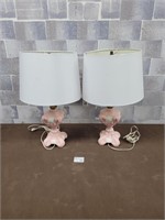 2 Vintage pink lamps