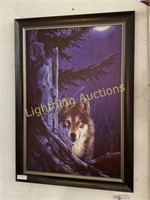 LONE WOLF IN THE MOONLIGHT PRINT ON CANVAS