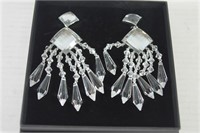 Balmain Jewelry Crystal Chandelier Clip Earrings