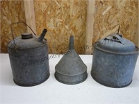 Antique Fuel Cans and Funnel